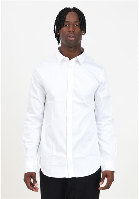 Camicia elegante bianca da uomo con ricamo monogramma ARMANI EXCHANGE | 8NZCBDZN10Z0113